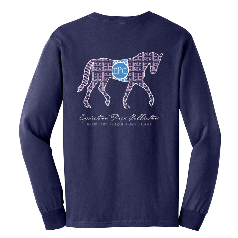 Talbots Womens Petite Medium Shirt Equestrian Mustang Horse Long